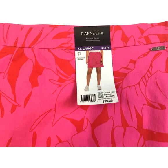 Rafaella XXL Skort Carmine Pink Floral Rose Design NWT $59 - Picture 1 of 5